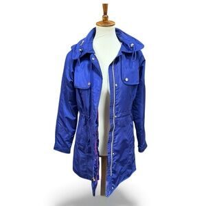 NWT Jones NY Women's Blue Hooded Jacket with Gold Hardware Size S